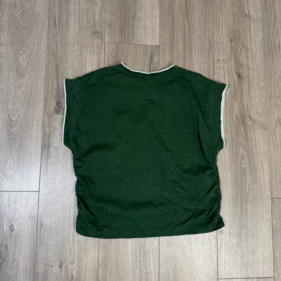 Madewell Side-Cinch Muscle Tee SZ XL Summit Green Crewneck Contrast Stitch Trim - Picture 4 of 6